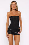Old News Sequin Shorts Black