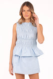 Daisy Skirt Set Blue White Stripe
