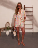 Ocean Aura Geometric Floral Shorts