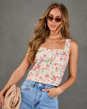 Garden Romantic Floral Linen Tank Top