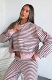Looking Back Boxy Zip Front Hoodie Pink Stripe