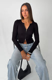 Fine Wine Long Sleeve Knit Top Black