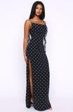 Love Blossoms Maxi Dress Black White Polka Dot