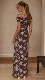 Nova Maxi Dress Chocolate Blue Print