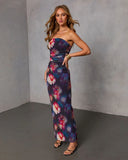 Petal Soft Floral Watercolor Mesh Maxi Dress
