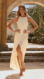 Genevieve Boat Neck Maxi Dress Yellow
