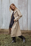 Grayson Embroidered Trim Trench Coat Taupe