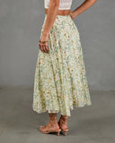 Adilene Pleated Floral Print Midi Skirt