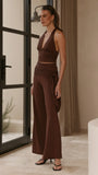 Sarki Halter Neck Crop Top Chocolate