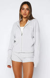 Floating By Knit Zip Front Hoodie Grey Marle