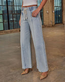Berner Stretch High Rise Wide Leg Drawstring Pintuck Jeans
