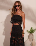 Coastline Energy Floral Eyelet Strapless Crop Top
