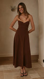 Janessa Strapless Midi Dress Chocolate