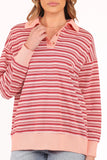 Beau Long Sleeve Jersey Top Pink Stripe