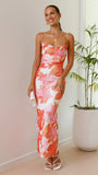 Ashley Maxi Dress Pink Orange Floral