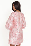Treloar Long Sleeve Mini Dress Pink Brocade