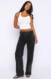 Jasmine Mid Rise Straight Leg Jeans Black Acid