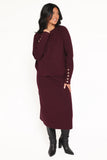 Bridget Maxi Skirt Sweater Set Maroon