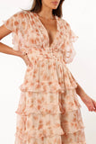 Wendi Ruffle Dress Dark Peach Floral