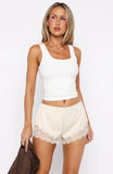 Last Petal Falls Lace Trim Shorts Cream