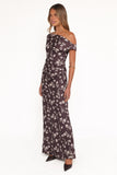 Zafira Midi Dress Brown Cream Floral