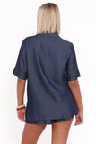 Aaliyah Chambray Shorts Dark Wash