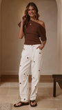 Cleora Barrel Jeans Cream Polka
