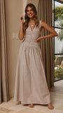 Sanya Maxi Dress Beige Check