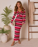Ocean After Dark Striped Knit Maxi Dress