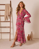 Honey Shadow Tiered Bell Sleeve Maxi Dress