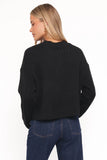 Loulani Heart Button Cardigan Black