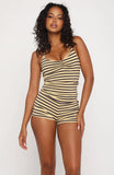 Whispered Secrets Mini Shorts Chocolate Lemon Stripe