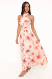 Kaira Halterneck Maxi Dress Pink Floral