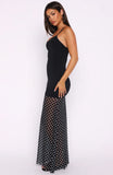 VIP Access Maxi Dress Black White Polka Dot