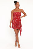 Kristen Strapless Mini Dress Red Polka Dot