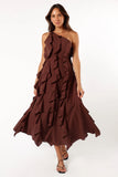 Maggy One Shoulder Dress Chocolate
