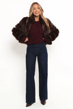 Velma Channel Faux Fur Jacket Chocolate