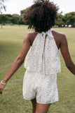 Mindy Halterneck Romper Blue Floral