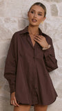 Rebekah Long Sleeve Button Up Shirt Chocolate