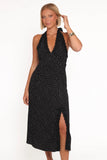 Stasia Maxi Halter Dress Black White