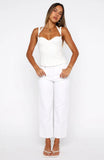 Avianna Mid Rise Cropped Straight Leg Jeans White