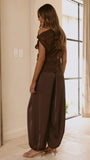 Zabella Sheer Off Shoulder Top Chocolate