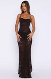 Tell Me Im Pretty Lace Maxi Dress Chocolate