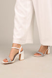 Allure Rhinestone Block Heel White