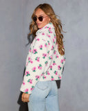 Snuggle Blossom Printed Quarter Zip Sherpa Jacket