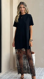 Adora T Shirt Maxi Dress Black Lace