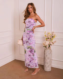 Midnight Gardenia Floral Mesh Maxi Dress