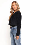 Tavan Crop Button Front Cardigan Black