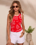 Salt Splash Knit Novelty Print Tank Top