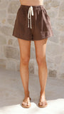 Loretta Button Up Shirt and Shorts Set Chocolate